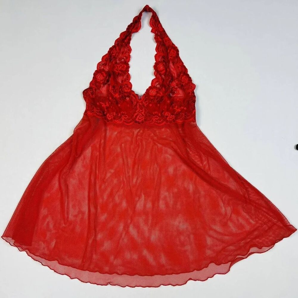 Victoria's Secret Red Lace Halter Slip Dress, Size L